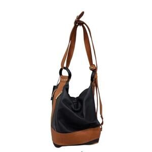 VALENTINA LEATHER BLACK CONVERTIBLE SLING BACKPACK BAG